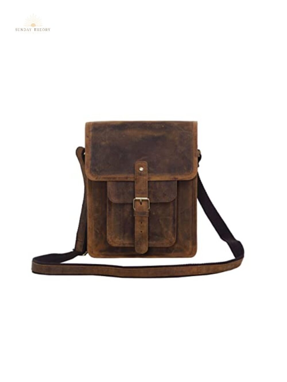 Leather Crossbody Messenger Bag for Men & Women, Tablet Bag with Pocket